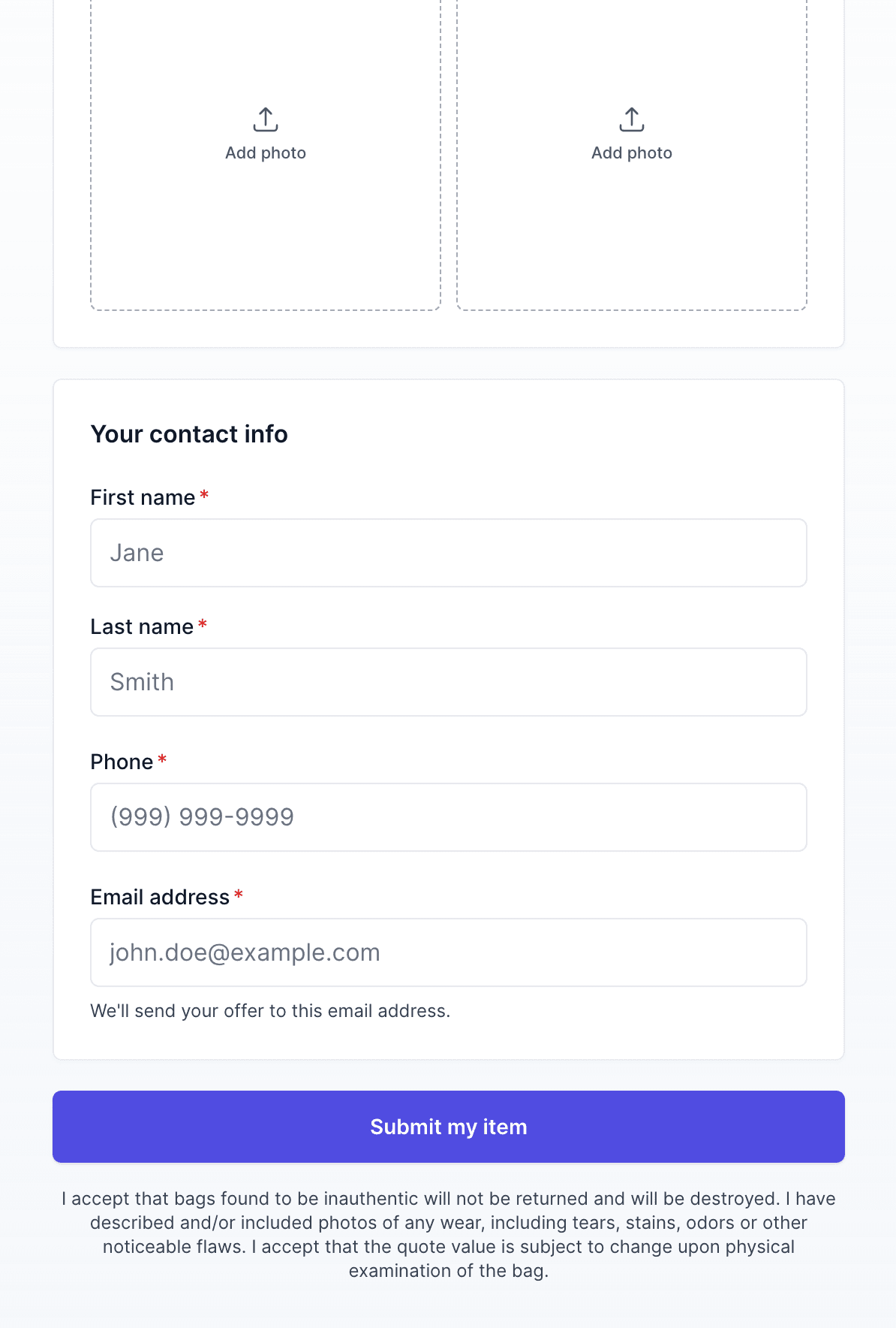 Guest sell form — continue intake flow