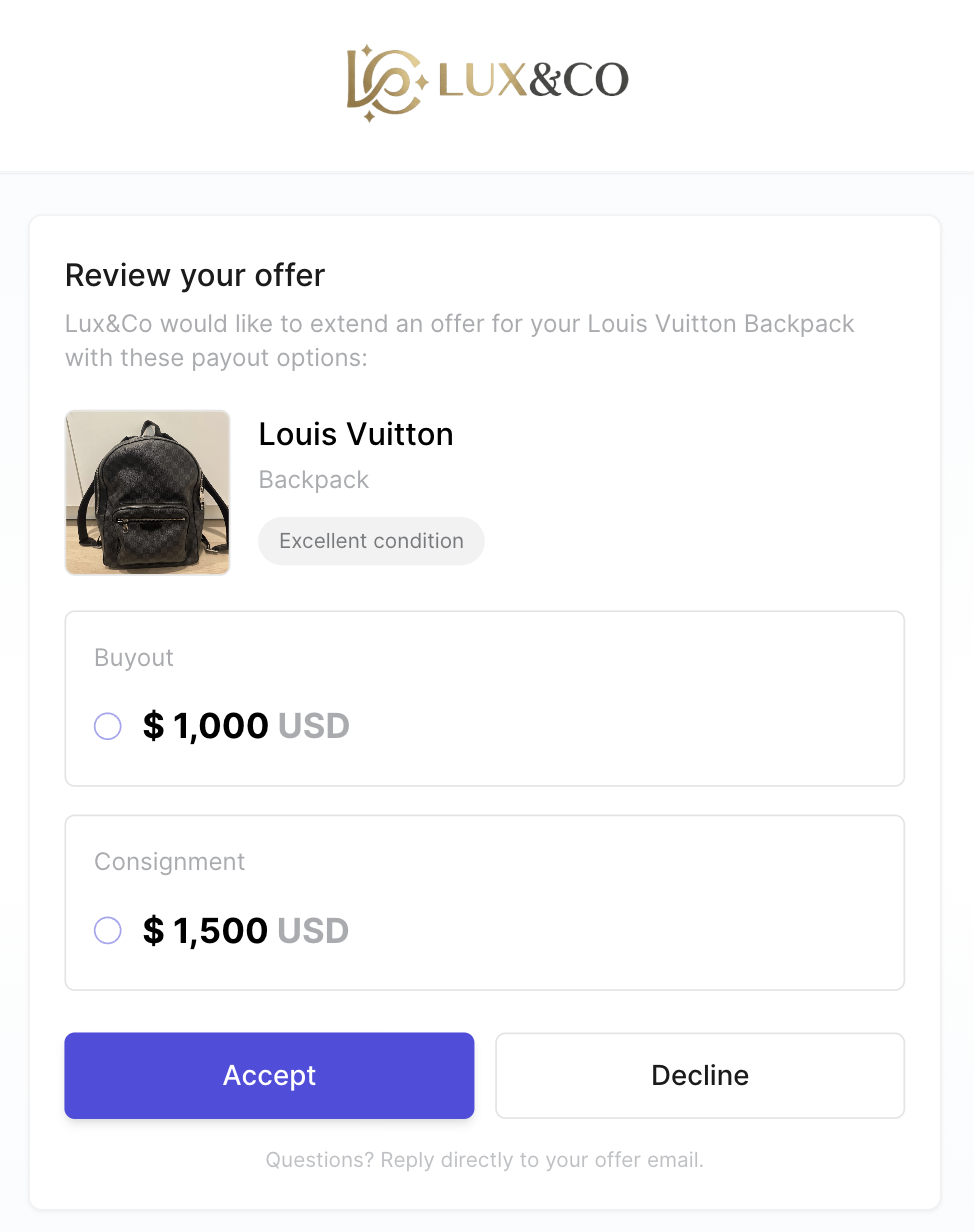 The page a customer lands on from their offer email