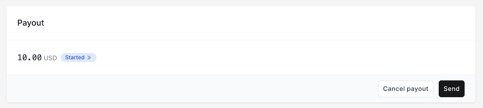 Currently, you can only cancel payouts with the ‘started’ status