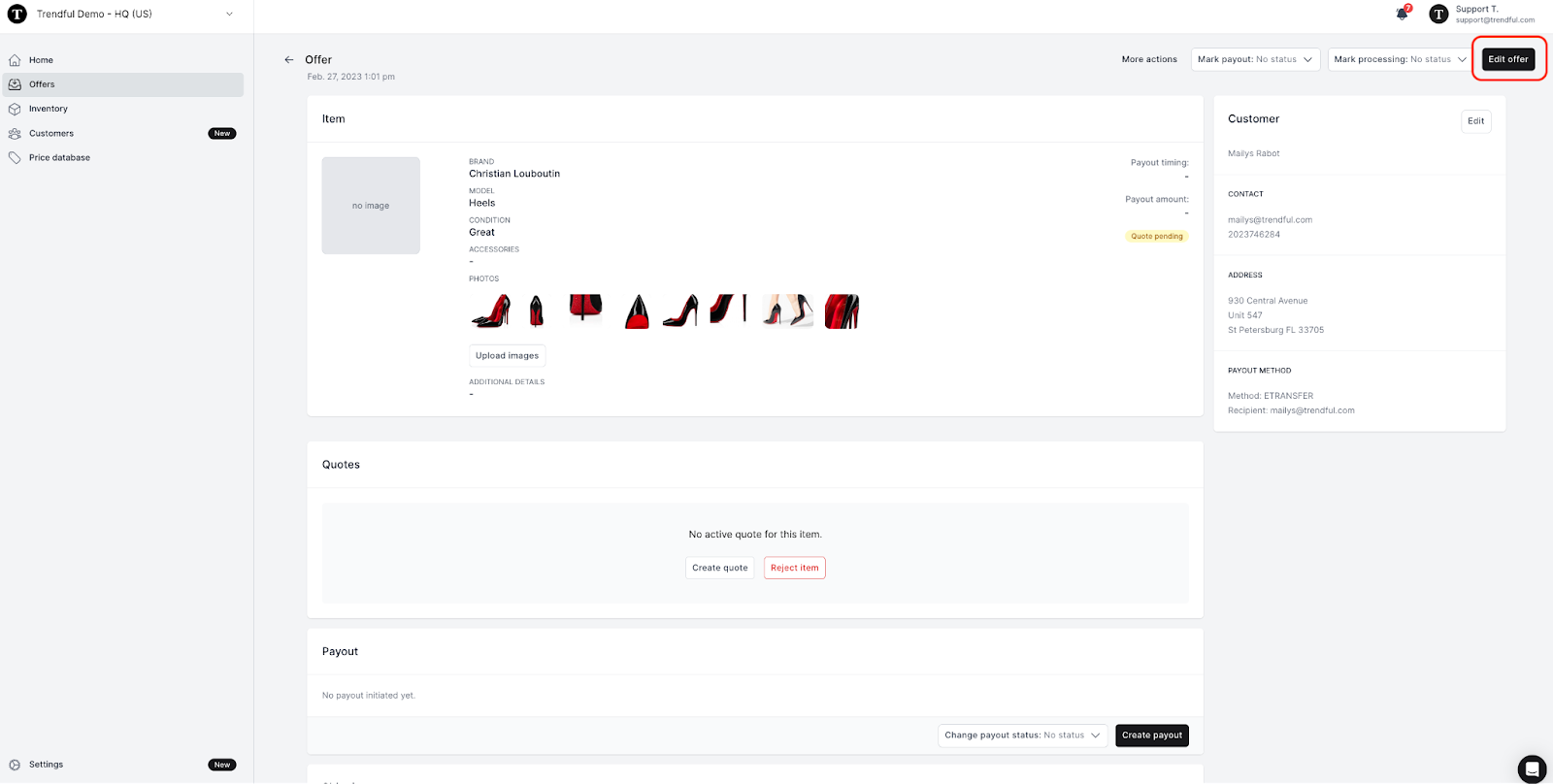 See image example below, with the “Edit offer” button outlined in red