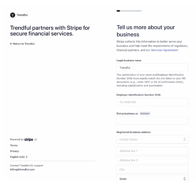 After you click the button, “Set up your wallet” you will be redirected to Stripe (our payment processor), which will collect information…