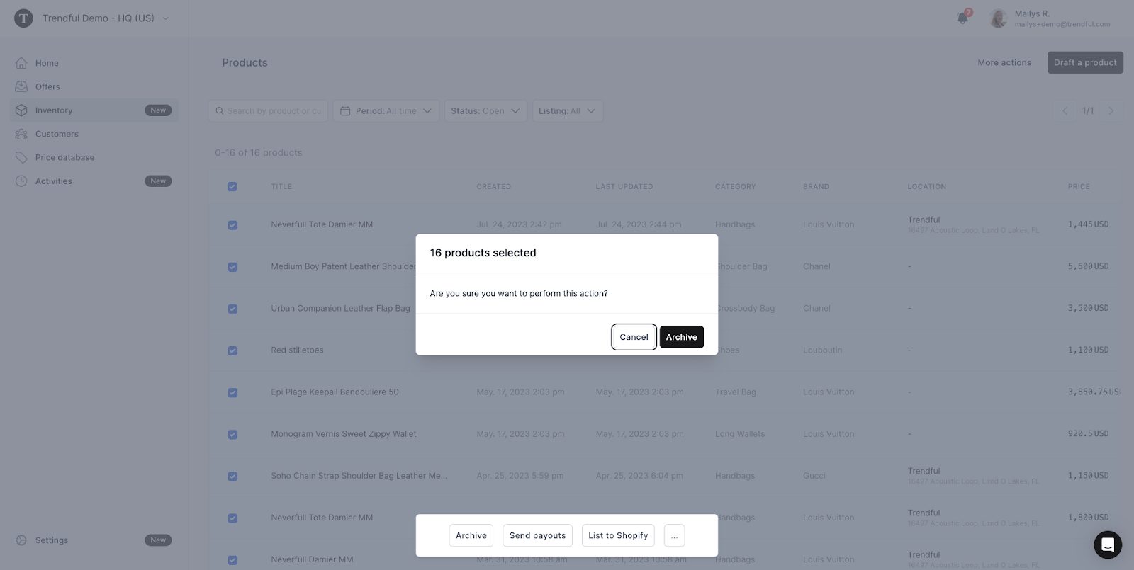 You can search or filter your products before making a selection for bulk actions