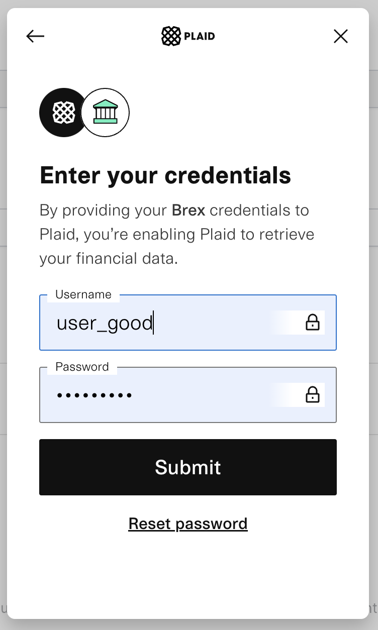 Enter their online banking credentials and click 'submit
