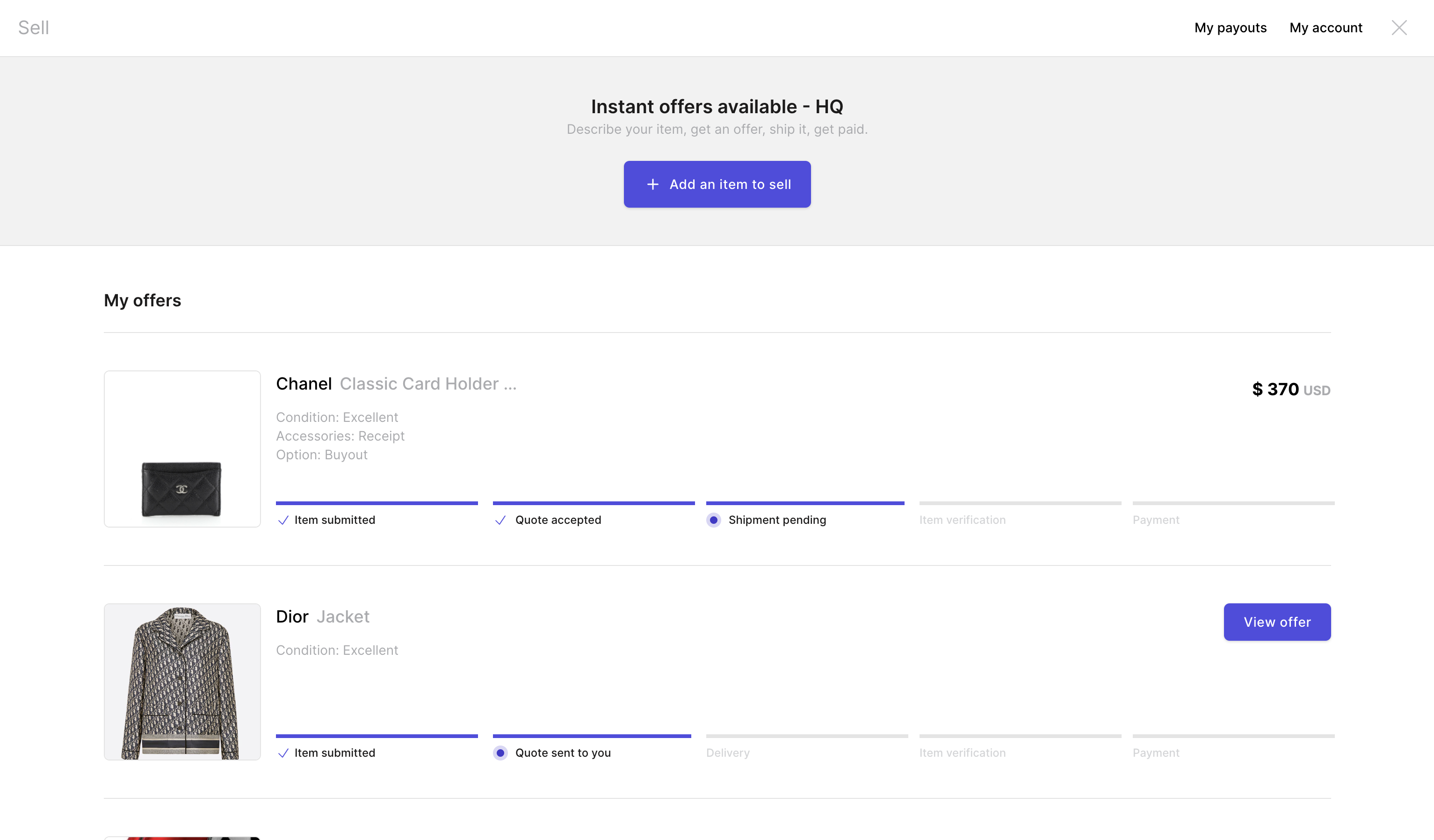 If you offer manual pricing, customers can accept offers through their Resale App account