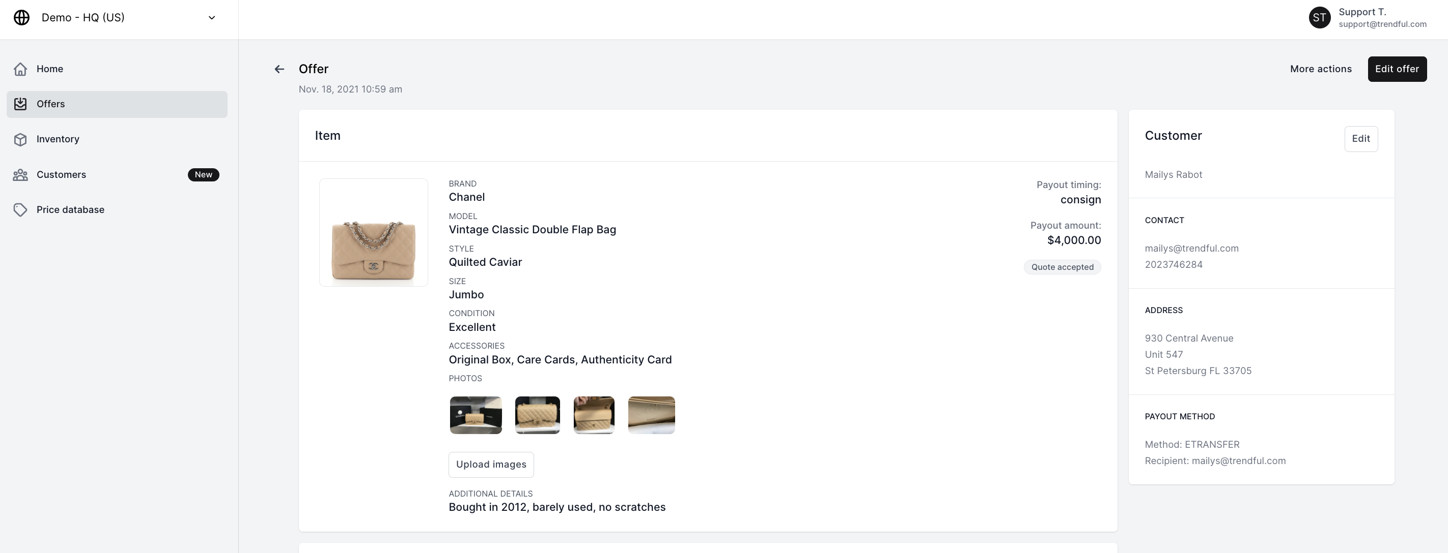 See below for the information you have for instant offers that are received from your resale app