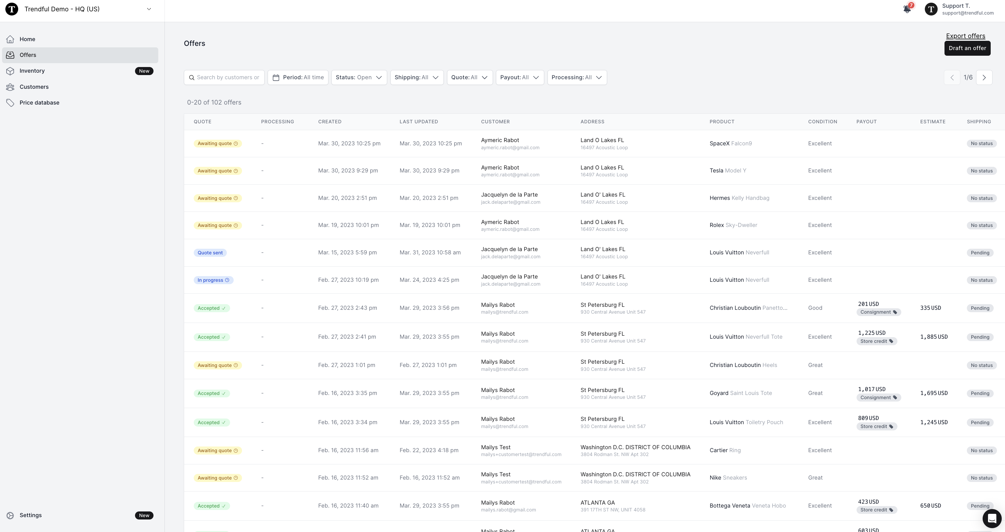 You can find your offers in your offer management section on your admin account