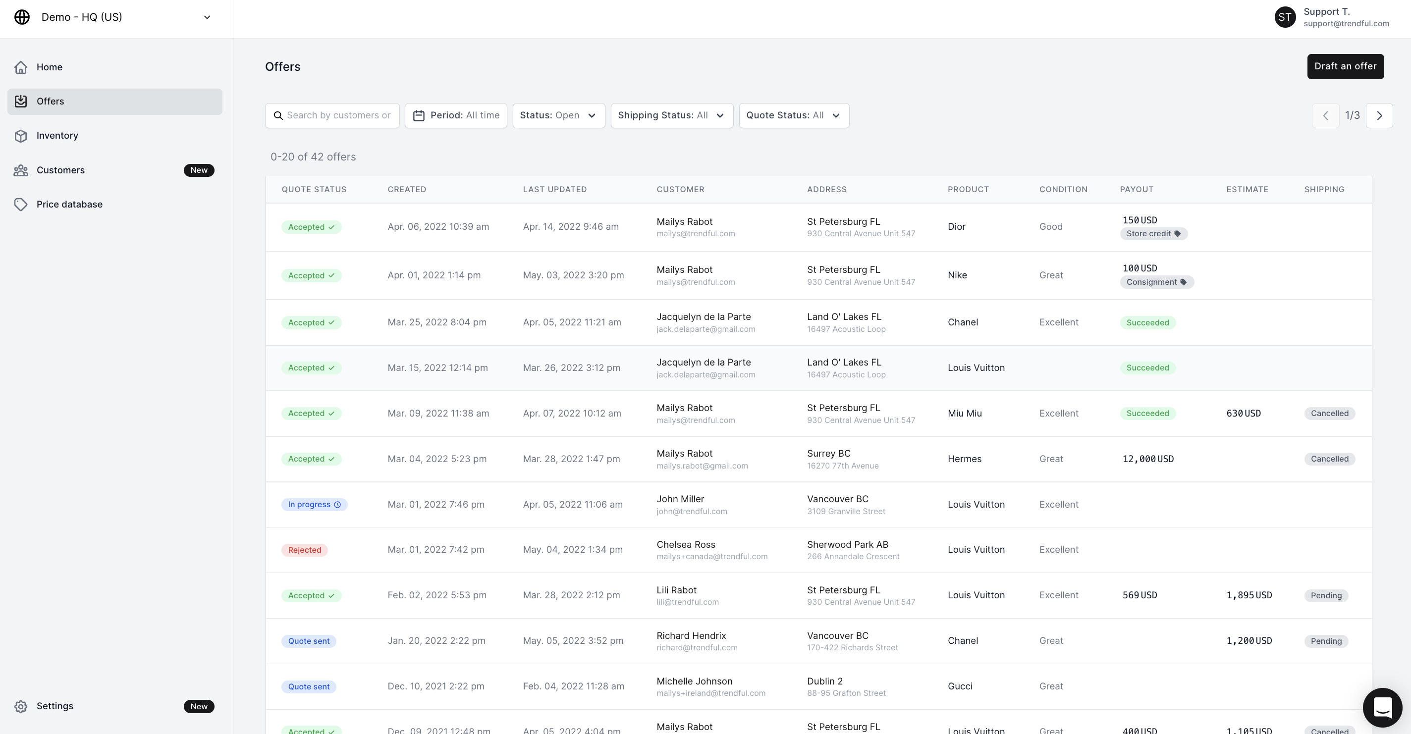 You can find your offers in your offer management section on your admin account